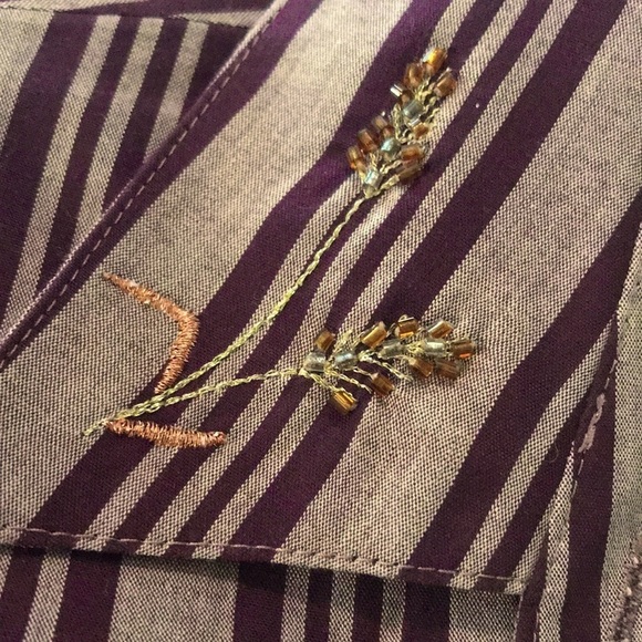 Karen Scott Thanksgiving Harvest Embroidered Pocket Striped Button Up Size S - Picture 4 of 7